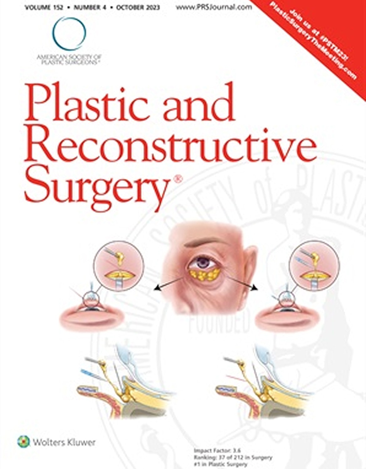 Plastic surgery journal cover with eye diagrams.