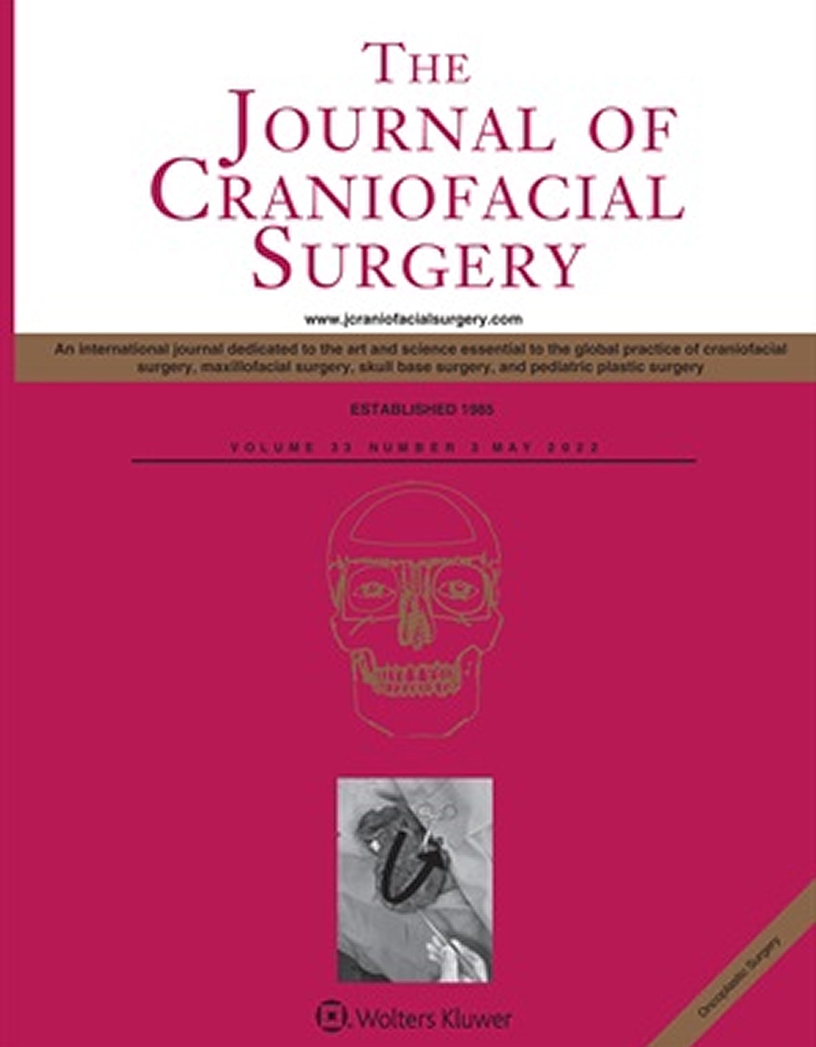 Journal cover for craniofacial surgery research.