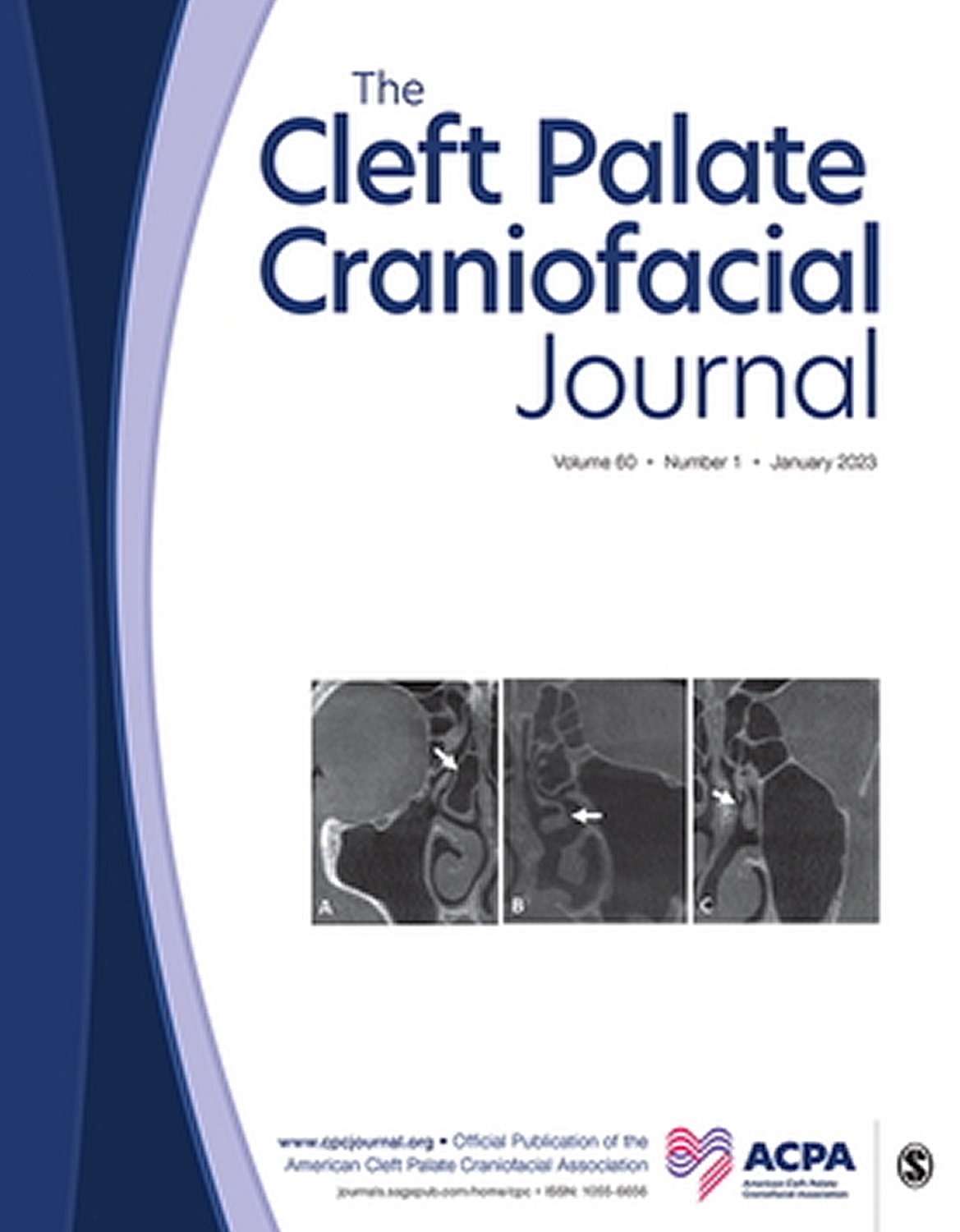 Cleft Palate Craniofacial Journal cover image, January 2023.