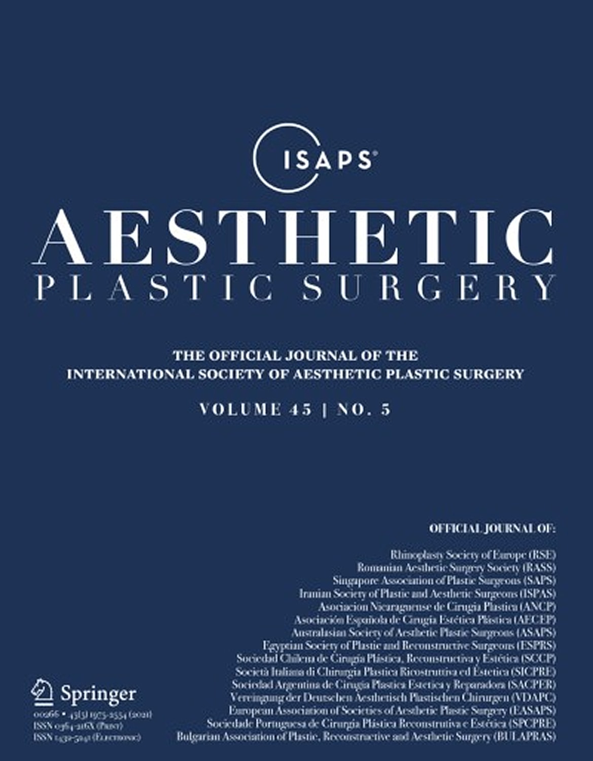 Cover of Aesthetic Plastic Surgery journal, Volume 45.